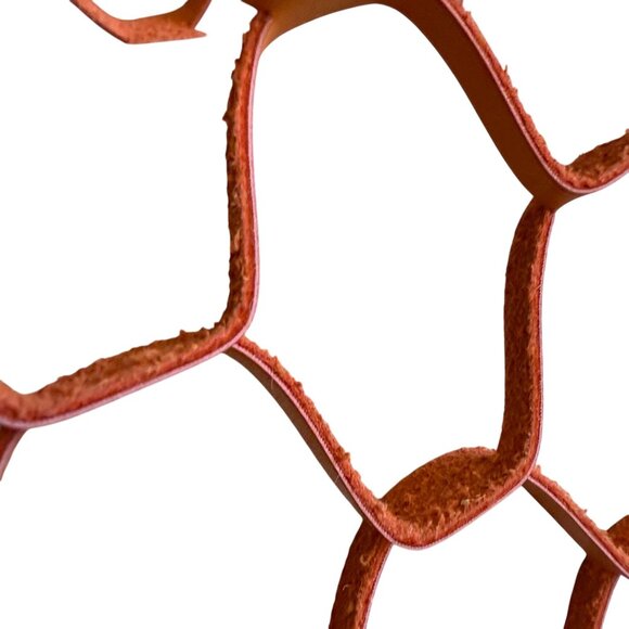 Leather Mesh Beach Picnic Vacation Clutch Handbag Women's Orange Gray Boho - Picture 5 of 11